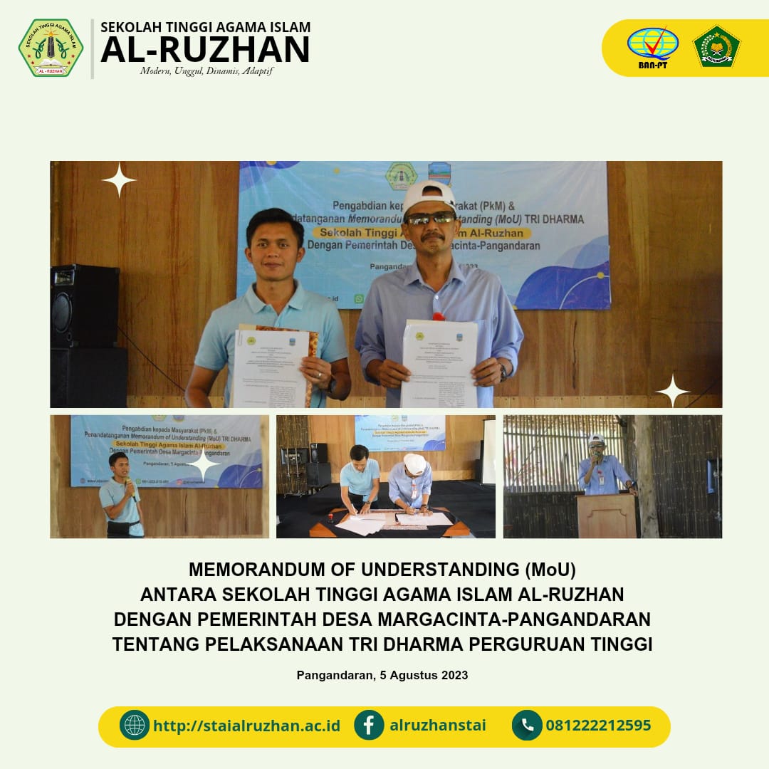 Sekolah Tinggi Ilmu Agama Islam Al-Ruzhan dan Pemerintah Desa Margacinta-Pangandaran Resmi Jalin Kerjasama dalam Pelaksanaan Tri Dharma Perguruan Tinggi